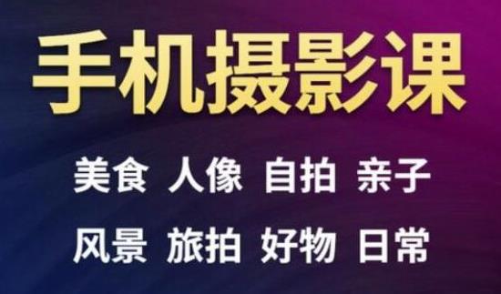 手机摄影一次学透，教程内容包括：美食、人像、自拍、风景、好物等-狼哥资源库