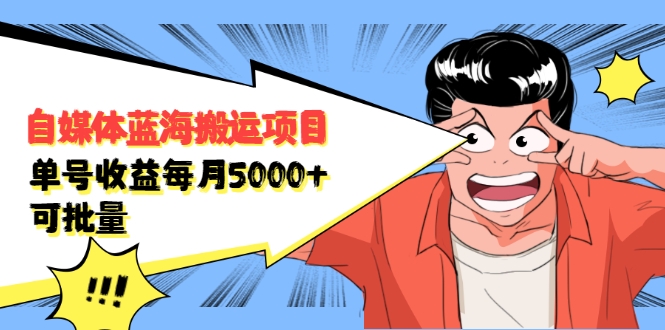 自媒体蓝海搬运项目：单号收益每月基本都可以达到5000+，可批量-狼哥资源库