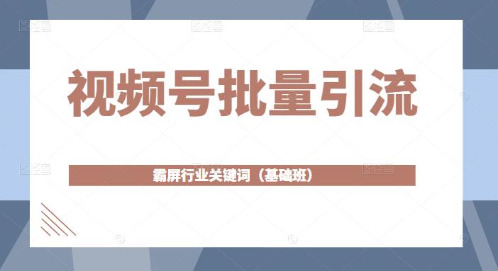 视频号批量引流，霸屏行业关键词（基础班）全面系统讲解视频号玩法-狼哥资源库