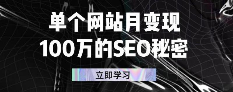 单个网站月变现100万的SEO秘密，百分百做出赚钱站点-狼哥资源库