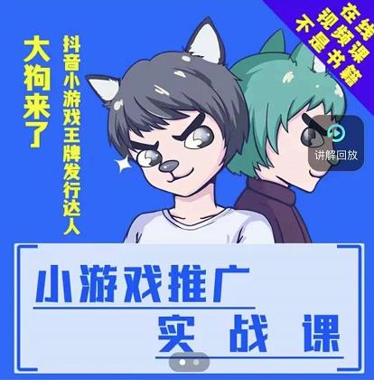 大狗来了：小游戏推广实战课，带你搭建一个游戏推广变现账号-狼哥资源库