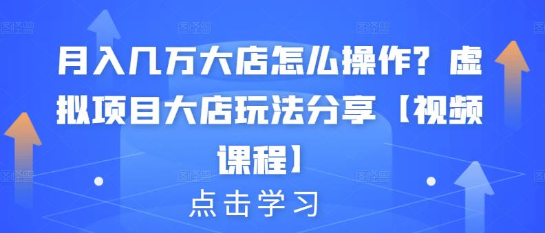 月入几万大店怎么操作？虚拟项目大店玩法分享【视频课程】-狼哥资源库