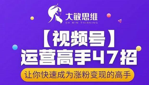 大敏思维-视频号运营高手47招，让你快速成为涨粉变现高手-狼哥资源库