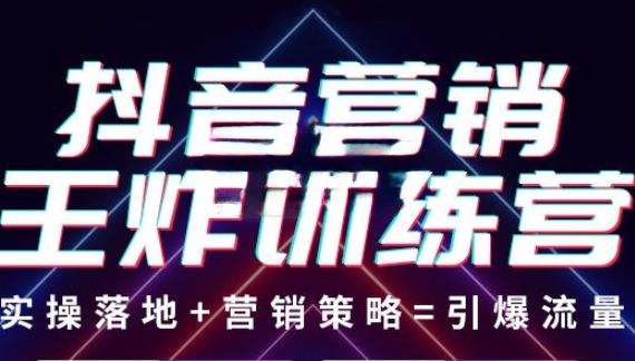 抖音营销王炸训练营，实操落地+营销策略=引爆流量（价值8960元）-狼哥资源库