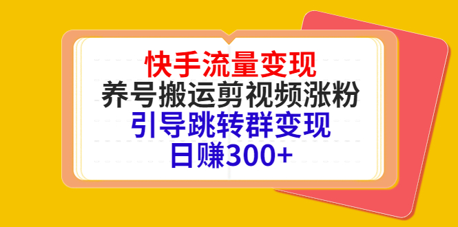 快手流量变现，养号搬运剪视频涨粉，引导跳转群变现日赚300+-创业项目致富网、狼哥项目资源库