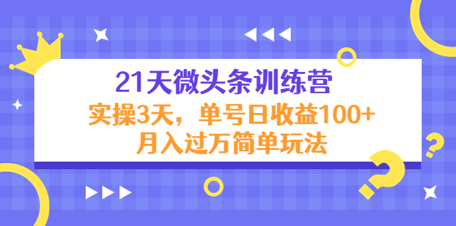 21天微头条训练营，实操3天，单号日收益100+月入过万简单玩法-狼哥资源库