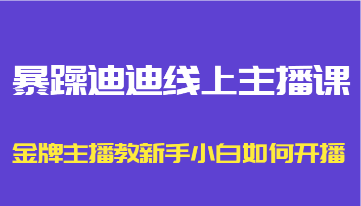 暴躁迪迪线上主播课，金牌主播教新手小白如何开播-狼哥资源库