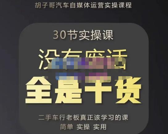 胡子哥·汽车自媒体运营实操课，汽车新媒体二手车短视频运营教程-价值8888元-狼哥资源库