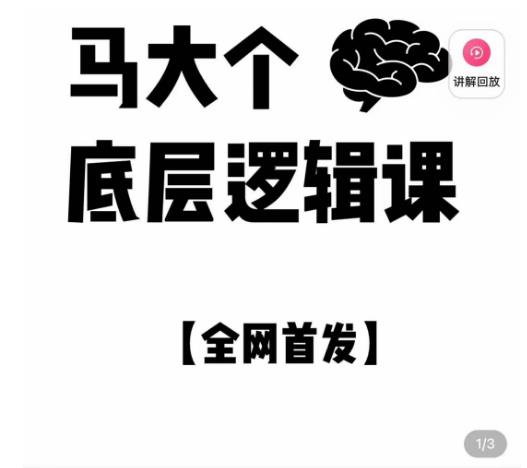 马大个·底层逻辑课，51节底层逻辑智慧课-价值1980元-创业项目致富网、狼哥项目资源库