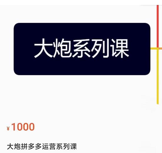 大炮拼多多运营系列课，各类​玩法合集，拼多多运营玩法实操-狼哥资源库