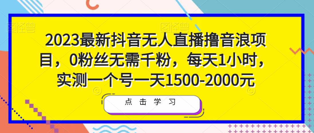 2023最新抖音无人直播撸音浪项目，0粉丝无需千粉，每天1小时，实测一个号一天1500-2000元-狼哥资源库