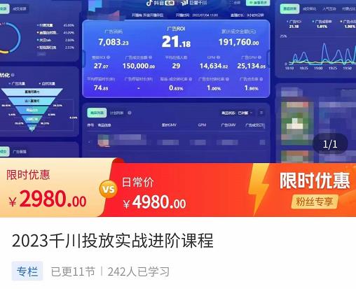 2023千川投放实战进阶课程，​了解千川投放方法，拥有专业投放思维-狼哥资源库