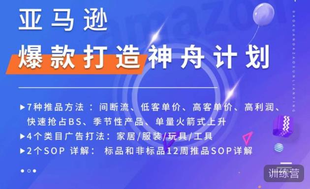 亚马逊爆款打造神舟计划，​7种推品方法，4个类目广告打法，2个SOP详解-狼哥资源库