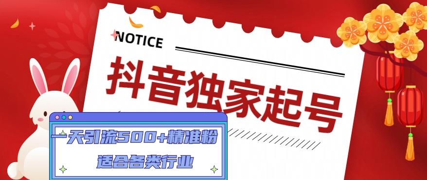 抖音独家起号，一天引流500+精准粉，适合各类行业（9节视频课）-创业项目致富网、狼哥项目资源库