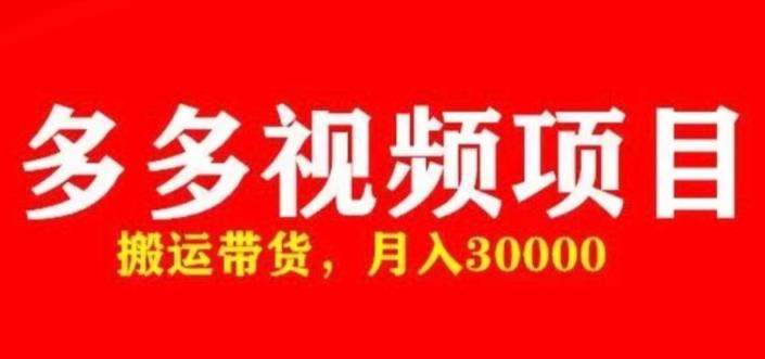 多多带货视频快速50爆款拿带货资格，搬运带货，月入30000【全套脚本+详细玩法】-狼哥资源库