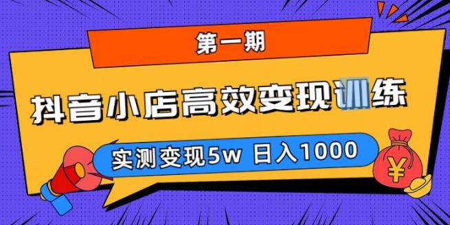 抖音小店高效变现训练营（第一期）,实测变现5w，日入1000【揭秘】-狼哥资源库