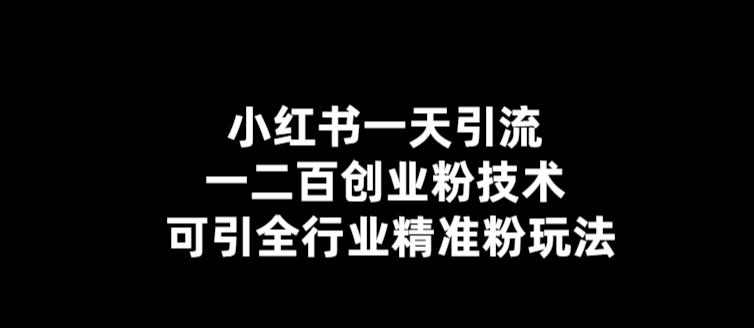 小红书一天引流一二百创业粉技术，可引全行业精准粉玩法【仅揭秘】-创业项目致富网、狼哥项目资源库