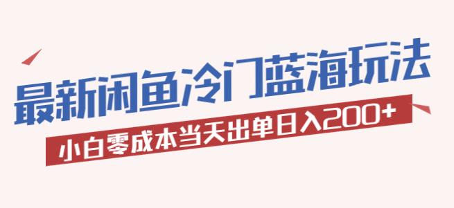 2023最新闲鱼冷门蓝海玩法，小白零成本当天出单日入200+【揭秘】-狼哥资源库