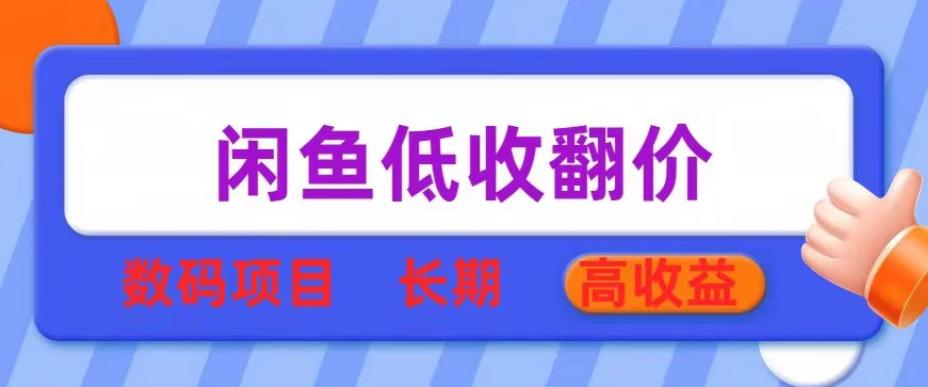 闲鱼低收翻价数码暴利项目，长期高收益【揭秘】-创业项目致富网、狼哥项目资源库