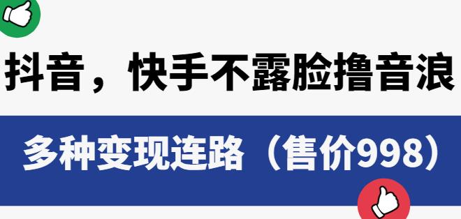 抖音快手不露脸撸音浪项目，多种变现连路（售价998）-狼哥资源库