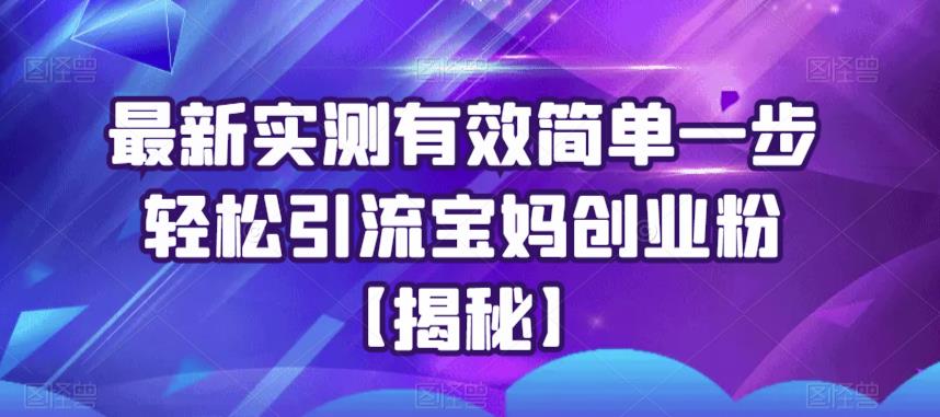 最新实测有效简单一步轻松引流宝妈创业粉【揭秘】-狼哥资源库