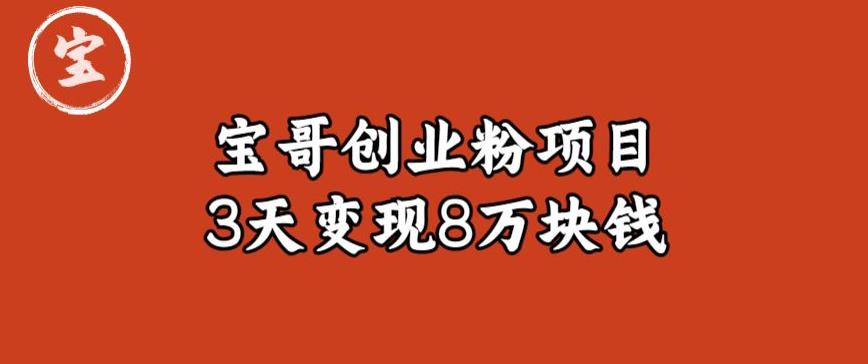 宝哥IP图文创业粉引流项目实战分享：单个账号3天涨粉1万，变现8万块钱（图文教程）【揭秘】-狼哥资源库