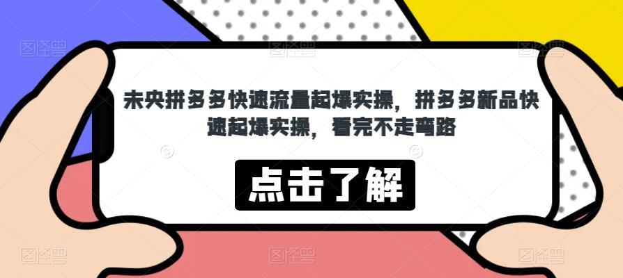 未央拼多多快速流量起爆实操，拼多多新品快速起爆实操，看完不走弯路-狼哥资源库