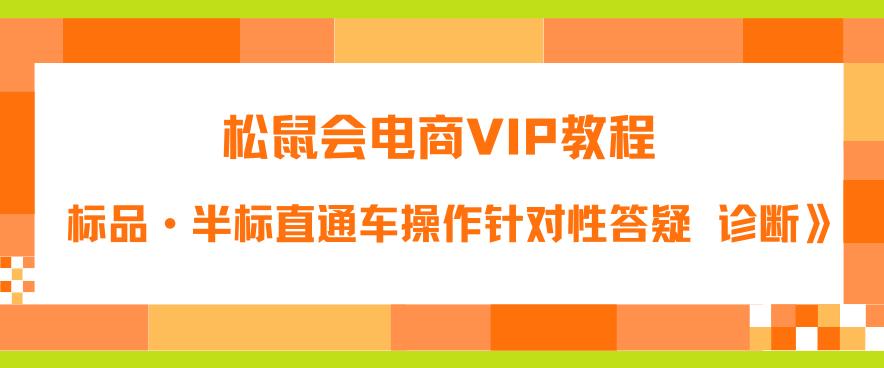 松鼠会电商VIP教程：松鼠《付费推广标品·半标直通车操作针对性答疑&诊断》-创业项目致富网、狼哥项目资源库