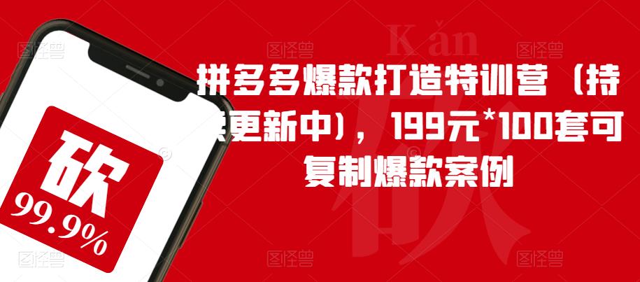 拼多多爆款打造特训营（持续更新中)，199元*100套可复制爆款案例-创业项目致富网、狼哥项目资源库