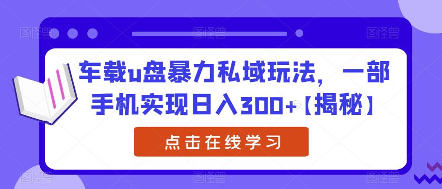 车载u盘暴力私域玩法，一部手机实现日入300+【揭秘】-创业项目致富网、狼哥项目资源库