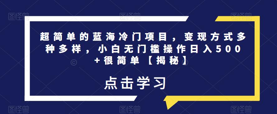 超简单的蓝海冷门项目，变现方式多种多样，小白无门槛操作日入500+很简单【揭秘】-狼哥资源库