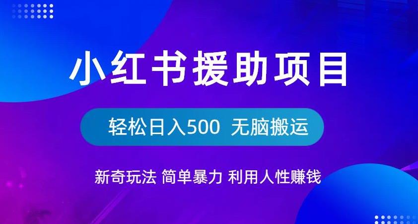 小红书援助项目新奇玩法，简单暴力，无脑搬运轻松日入500【揭秘】-狼哥资源库