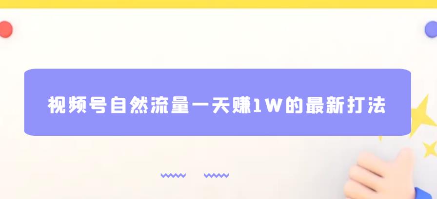 视频号自然流量一天赚1W的最新打法，基本0投资【揭秘】-狼哥资源库