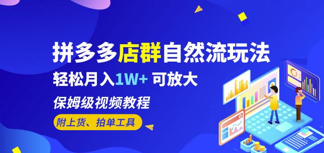 拼多多店群自然流玩法，轻松月入1W+保姆级视频教程（附上货、拍单工具）-狼哥资源库