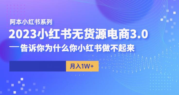 阿本小红书无货源电商3.0，告诉你为什么你小红书做不起来-狼哥资源库