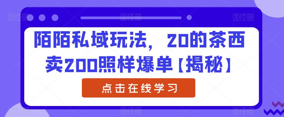 陌陌私域玩法，20的茶西卖200照样爆单【揭秘】-狼哥资源库