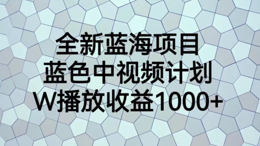 全新蓝海项目，蓝色中视频计划，1W播放量1000+【揭秘】-狼哥资源库