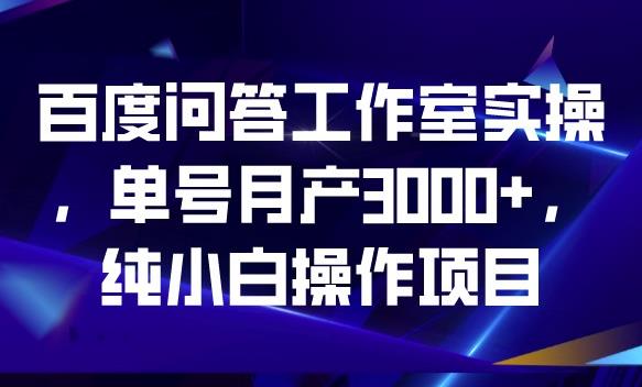 百度问答工作室实操，单号月产3000+，纯小白操作项目【揭秘】-创业项目致富网、狼哥项目资源库