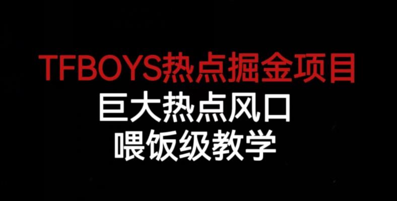 TFBOYS热点掘金项目，巨大热点风口，喂饭级教学-创业项目致富网、狼哥项目资源库