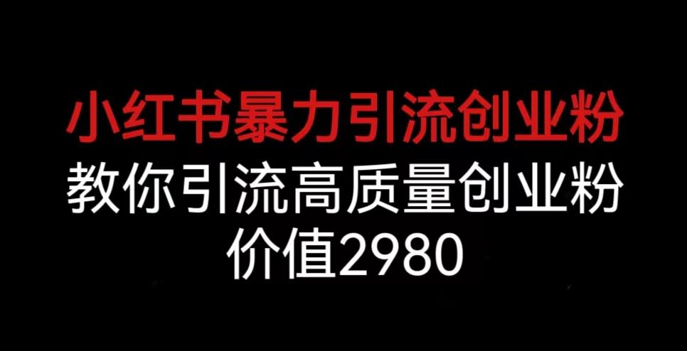 小红书暴力引流创业粉，教你引流高质量创业粉，价值2980【揭秘】-狼哥资源库