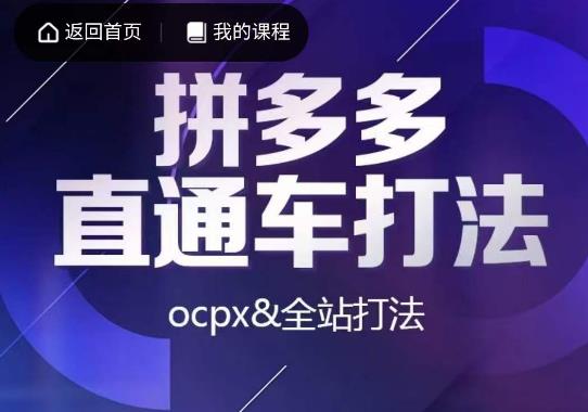 互力·拼多多直通车打法，ocpx&全站打法-狼哥资源库