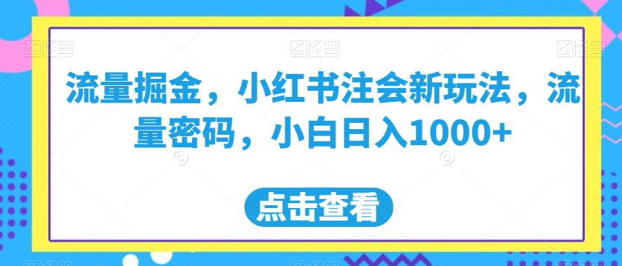 流量掘金，小红书注会新玩法，流量密码，小白日入1000+【揭秘】-狼哥资源库