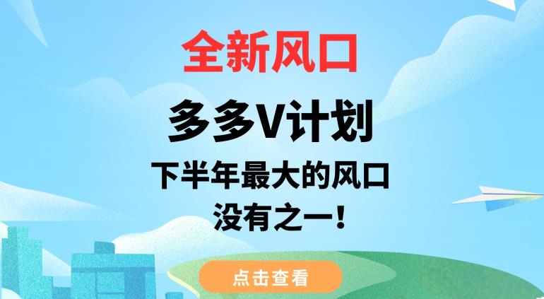 全新风口，多多V计划，下半年最大的风口项目，没有之一【揭秘】-狼哥资源库