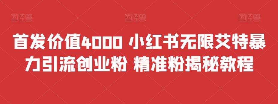 首发价值4000 小红书无限艾特暴力引流创业粉 精准粉揭秘教程-狼哥资源库