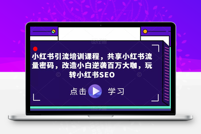 小红书引流培训课程，共享小红书流量密码，改造小白逆袭百万大咖，玩转小红书SEO-狼哥资源库