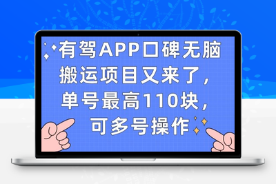 有驾APP口碑无脑搬运项目又来了，单号最高110块，可多号操作-创业项目致富网、狼哥项目资源库