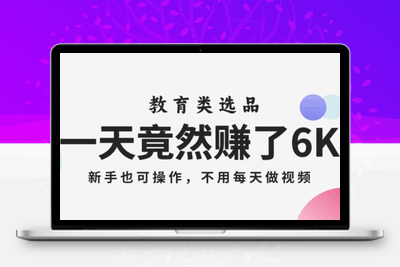 一天竟然赚了6000多，教育类选品，新手也可操作，更不用每天做短视频【揭秘】-狼哥资源库