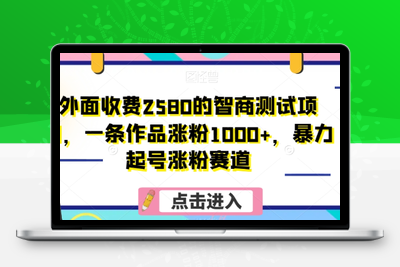 外面收费2580的智商测试项目，一条作品涨粉1000+，暴力起号涨粉赛道【揭秘】-狼哥资源库