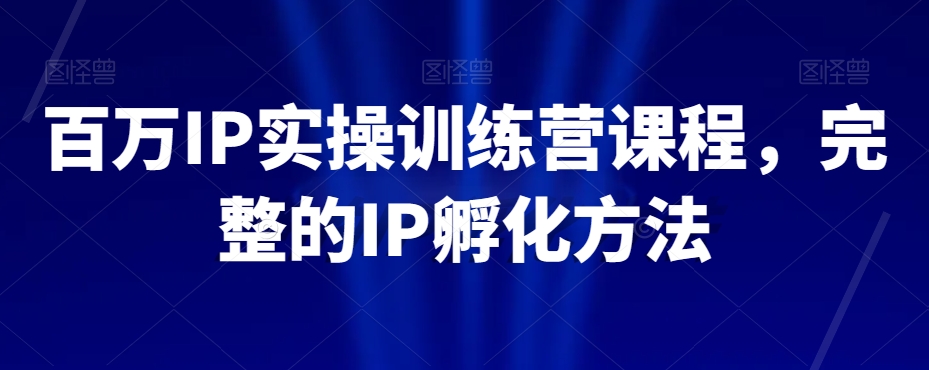 百万IP实操训练营课程，完整的IP孵化方法-狼哥资源库