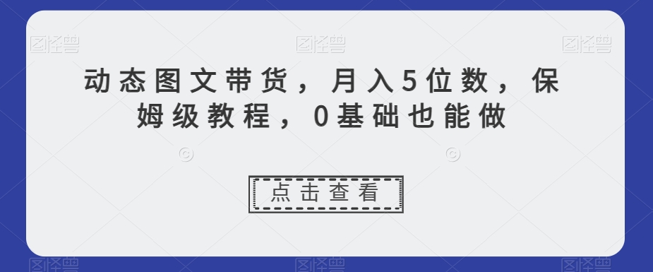 动态图文带货，月入5位数，保姆级教程，0基础也能做【揭秘】-狼哥资源库